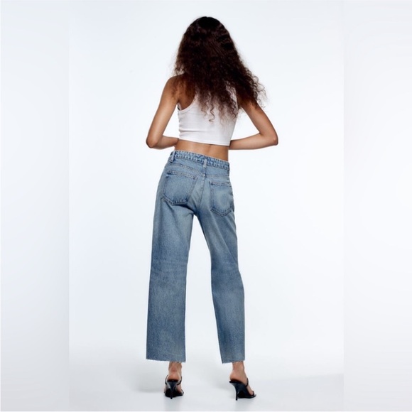 Zara Jeans White Denim Raw Hem The Grunge Pants Women’s 6 - Picture 11 of 13